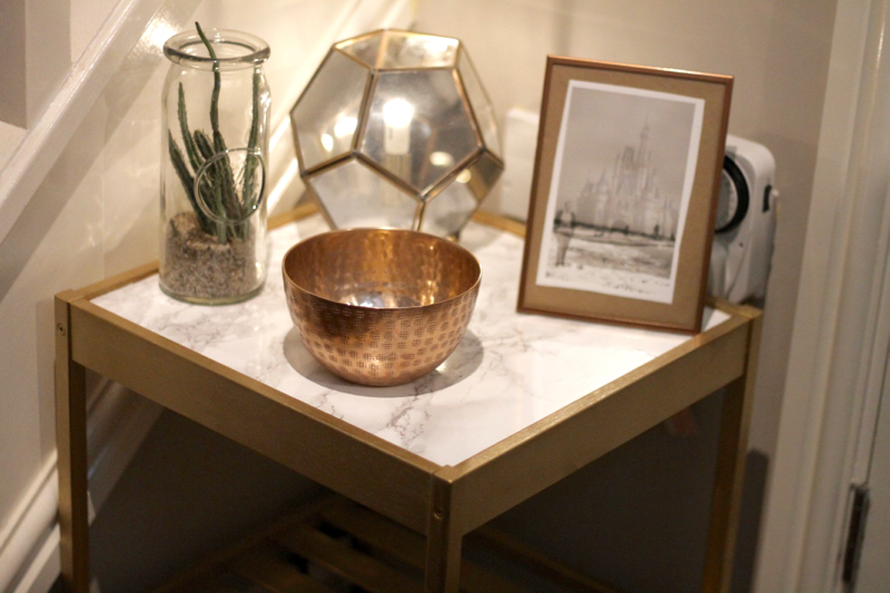 IKEA Bedside Table Hack Nesna - gold and marble