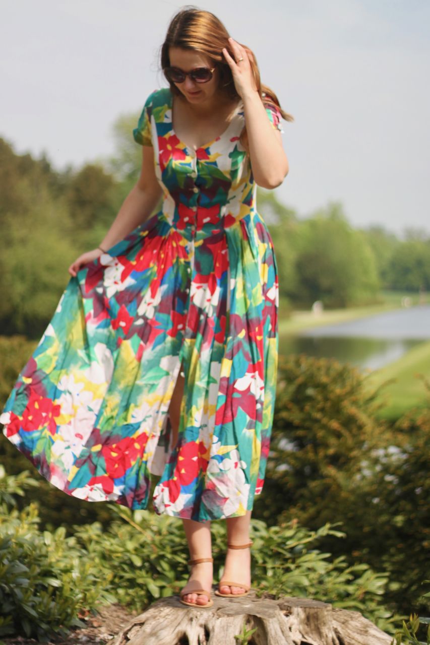Vintage dress at Studley Royal Water Gardens