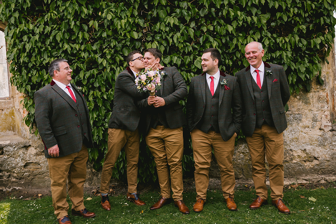 Yorkshire wedding groomsmen - tweed jackets, waistcoats & chinos