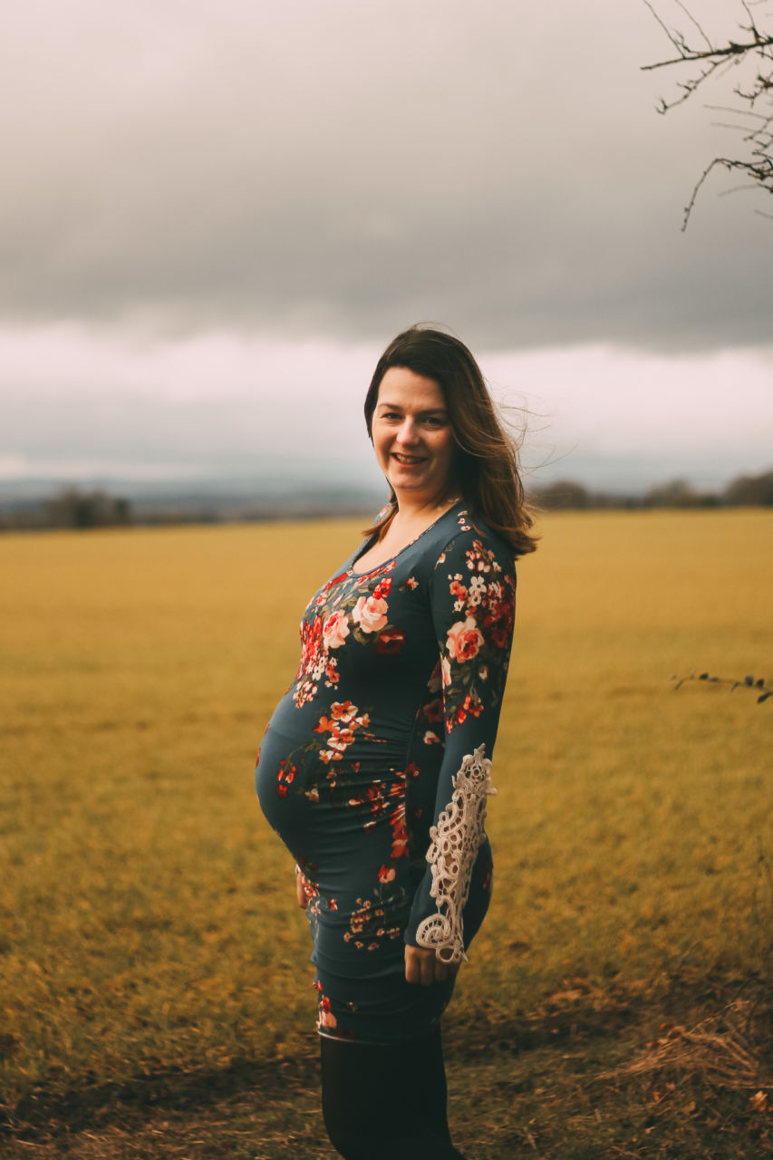 PinkBlush teal floral maternity dress with crochet sleeves review