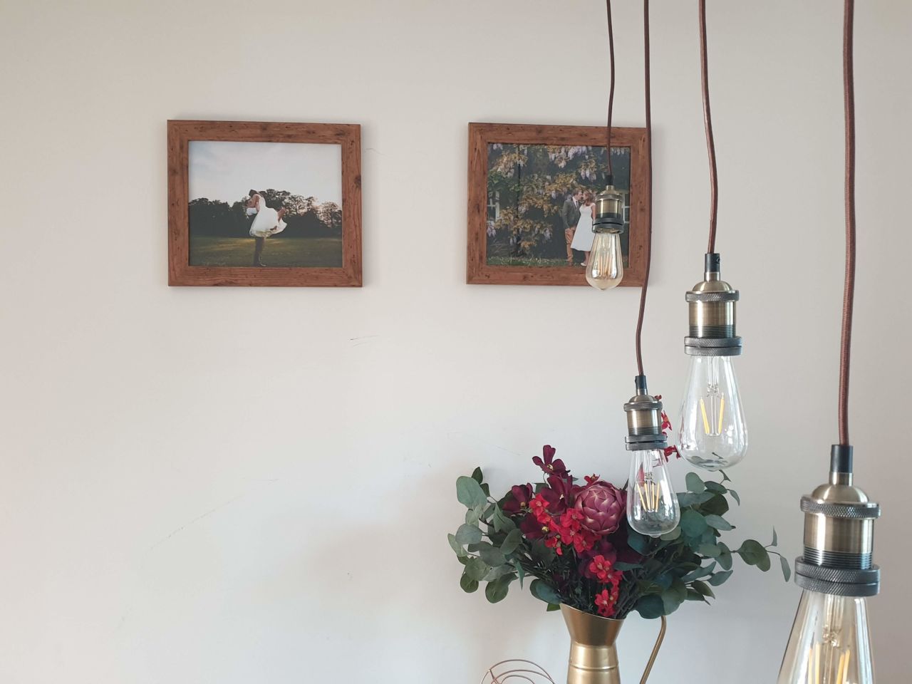 Gallery wall with wedding photos