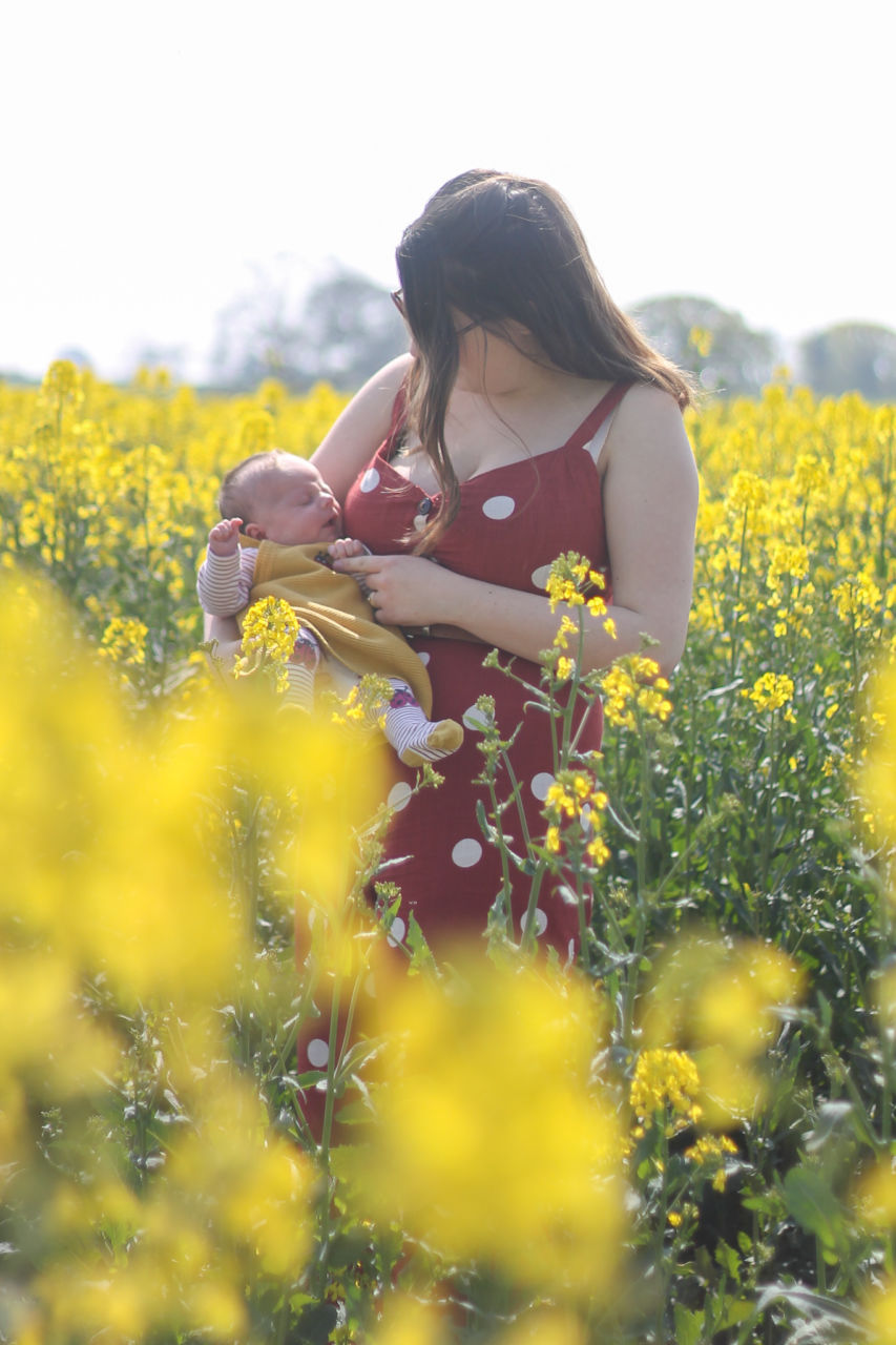 Breastfeeding outfit: polka dot Primark jumpsuit