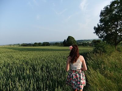 Lace back vest top with floral skirt