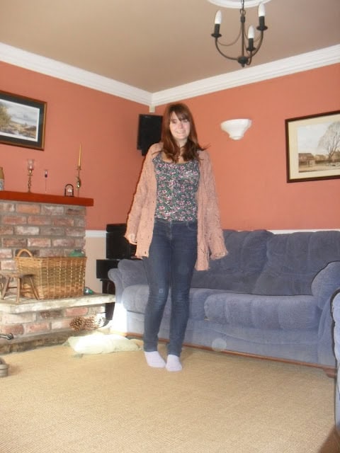 Pink cardigan outfit