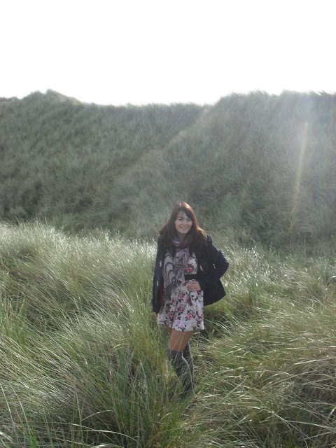 Floral dress with knee socks
