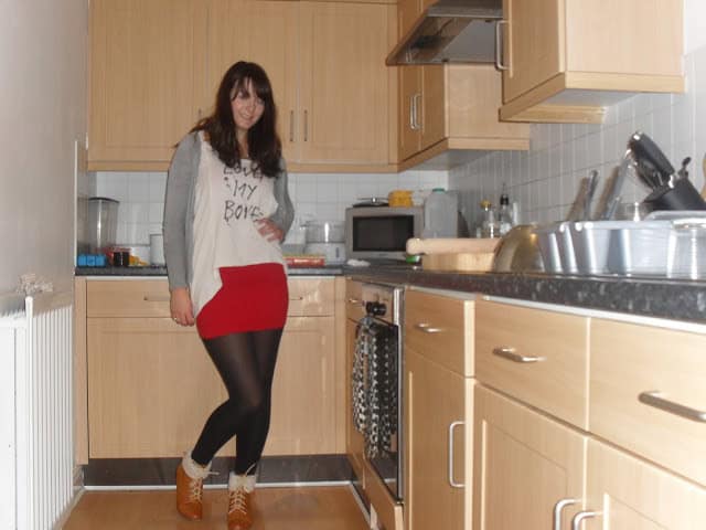 Lovely bones top with red skirt