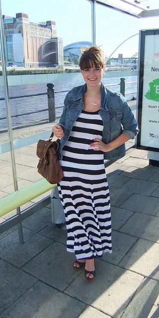 striped maxi dress outfit