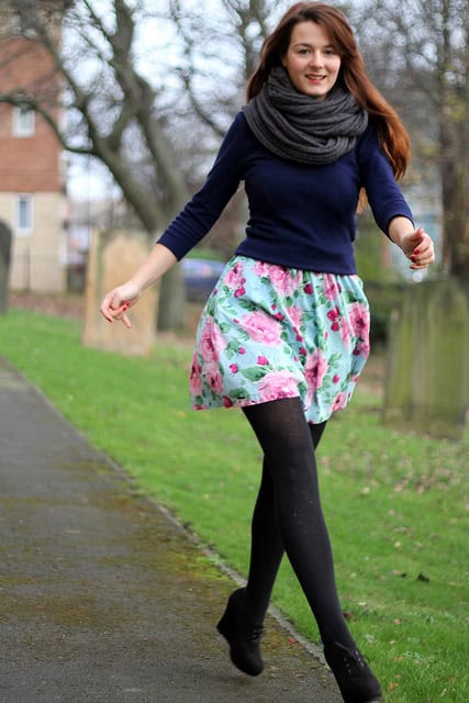 floral dress in winter