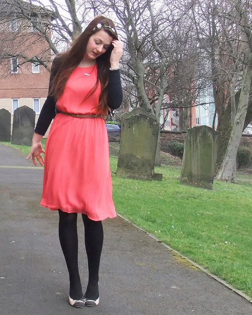coral dress outfit