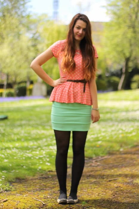 polka dot peplum top sorbet outfit