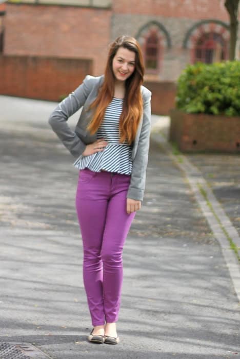 purple jeans & peplum top