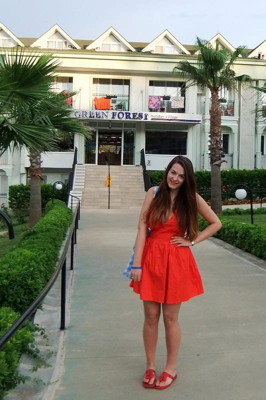 red halterneck dress outfit