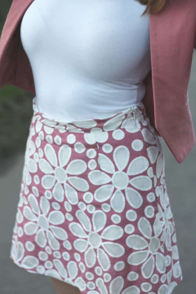 60s floral skirt outfit