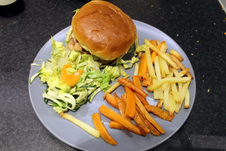 Chicken Satay Burgers with Spiralized Salad