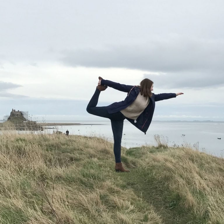 Dancer pose on Lindisfarne
