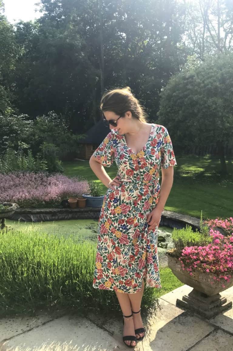 Mango 1930s style floral dress outfit