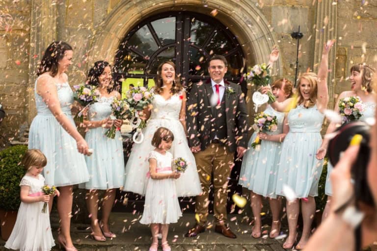 Newburgh Priory wedding confetti shot