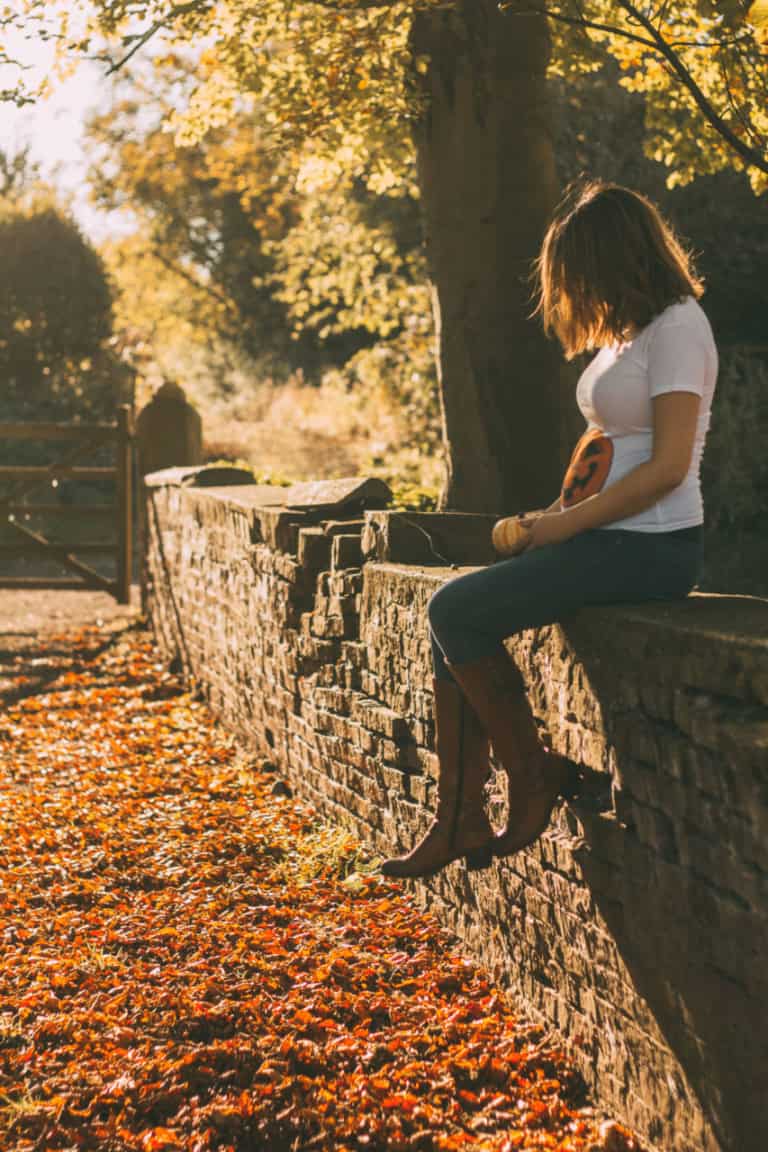 Pumpkin T shirt maternity outfit at Yorkshire Pumpkins patch