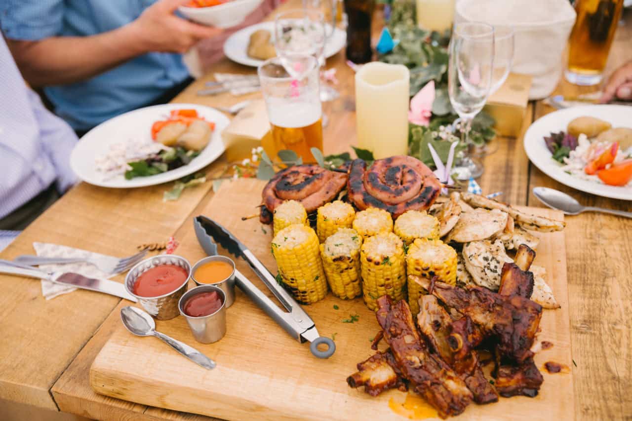 Harrogate Food & Drink Co wedding catering review - Newburgh Priory wedding North Yorkshire - BBQ boards