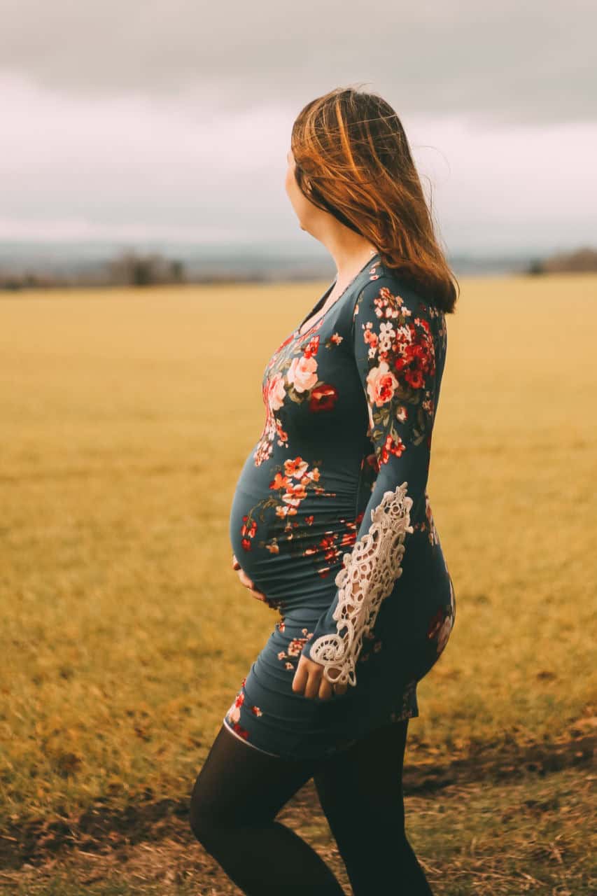 PinkBlush teal floral maternity dress with crochet sleeves review