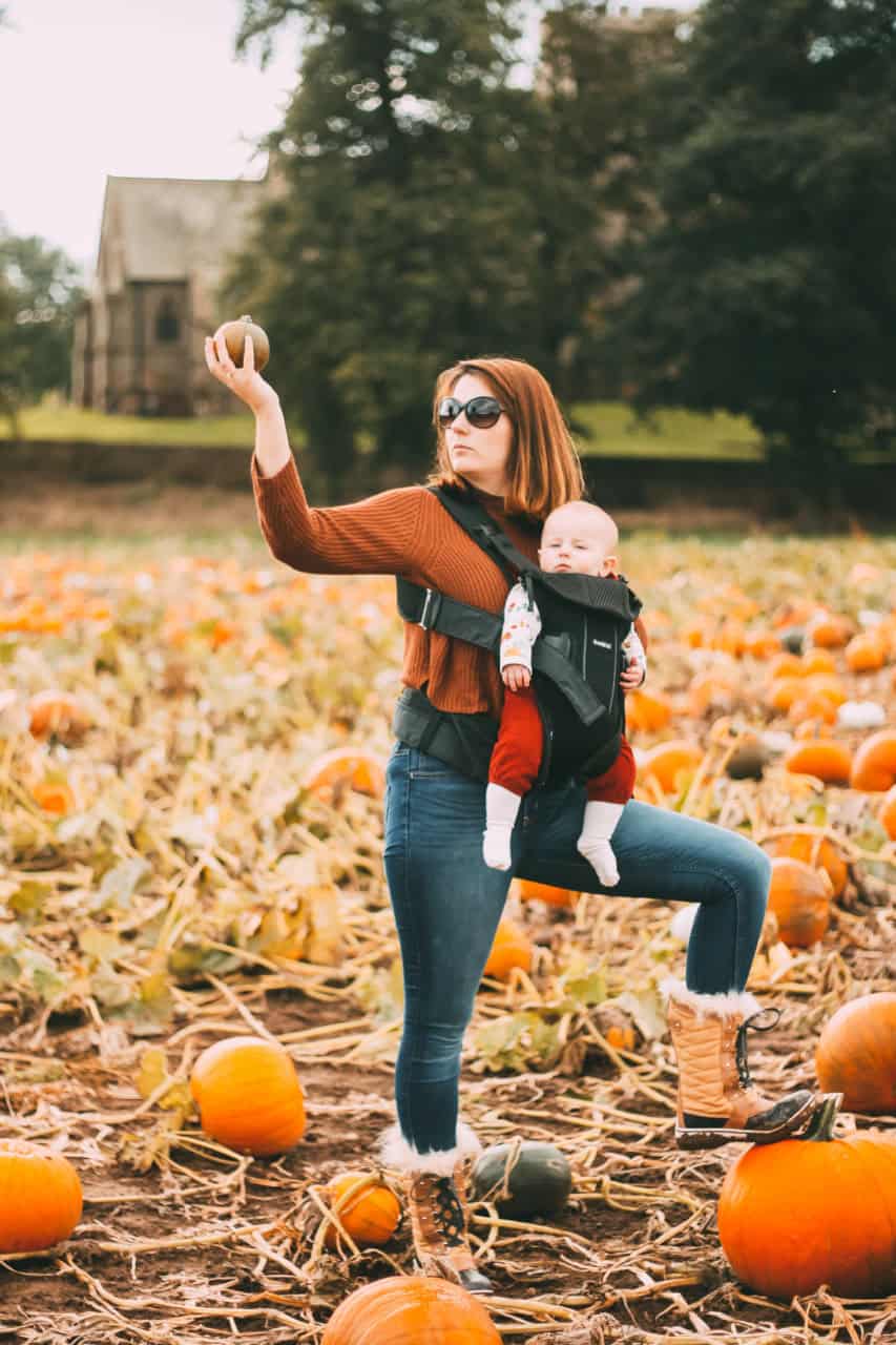 Baby at the Pumpkin Patch - Yorkshire Pumpkins